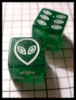 Dice : Dice - 6D - Koplow Alien Green Speckled White White Ink JA Trade Jan 2010